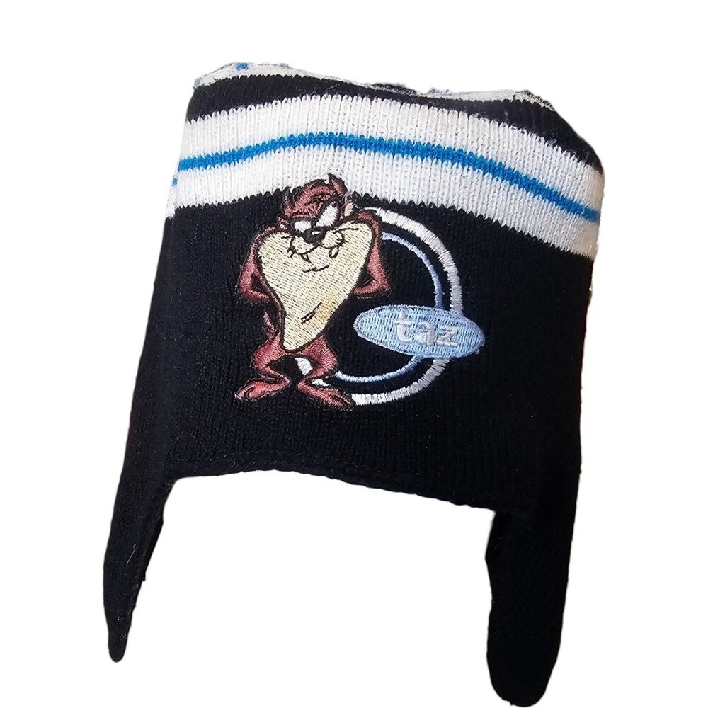 VTG Looney Tunes Stocking Hat Taz Black Tazmanian Devil Kidcore Beanie Adult